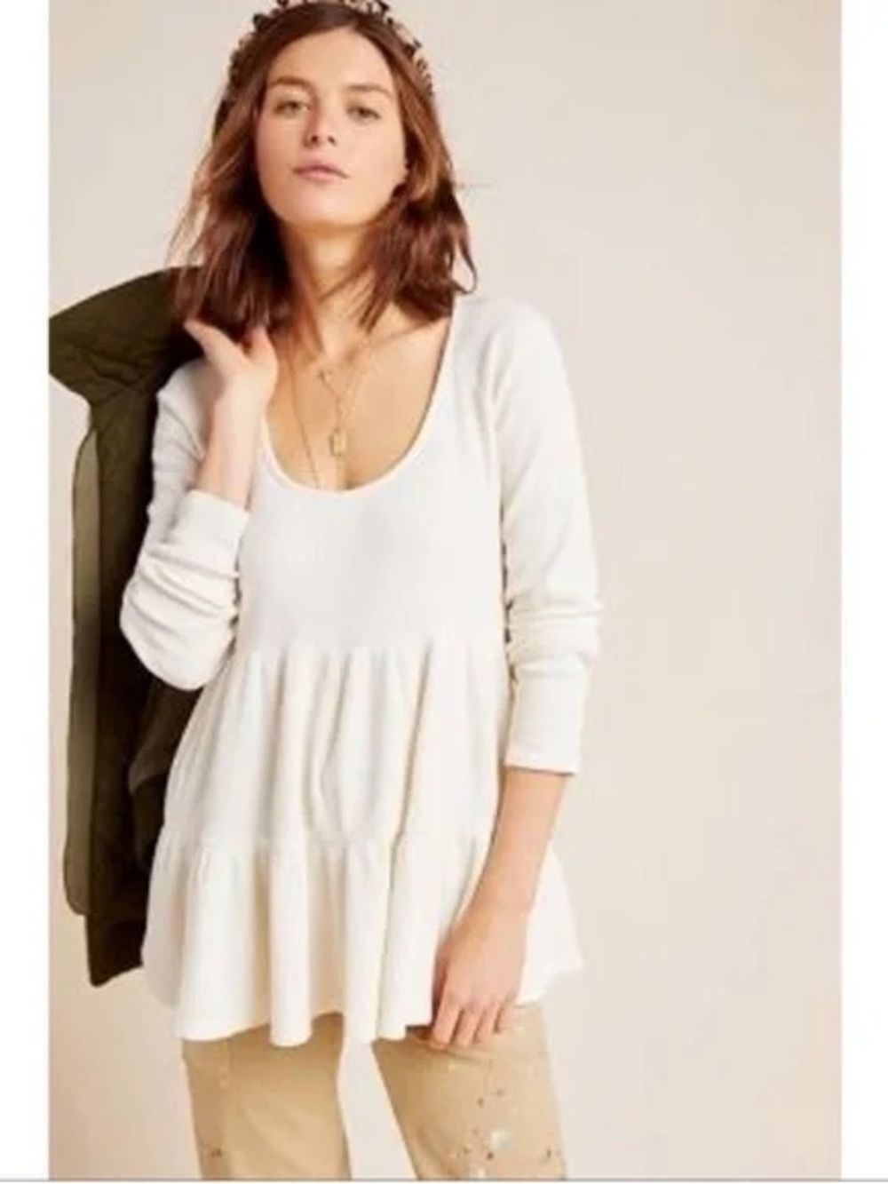 Anthropologie Maeve thermal babydoll tunic top